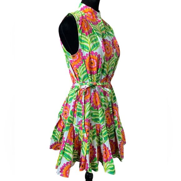 Alden Adair Floral Dress Size Small Belted Vacation Resort Wear Drop Waist Mini - Picture 4 of 7